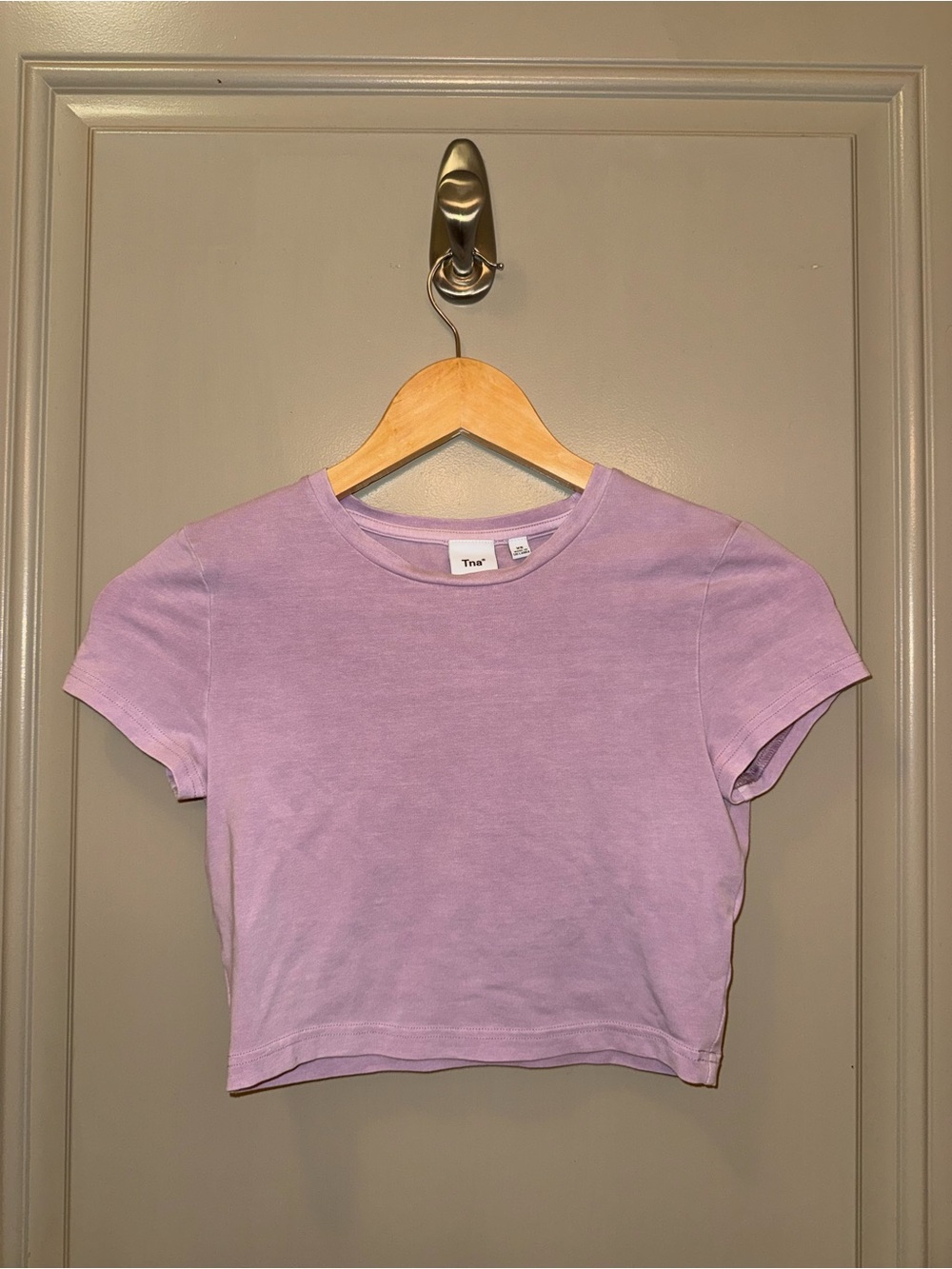 TNA Lilac Cropped Tee with Subtle Back Logo